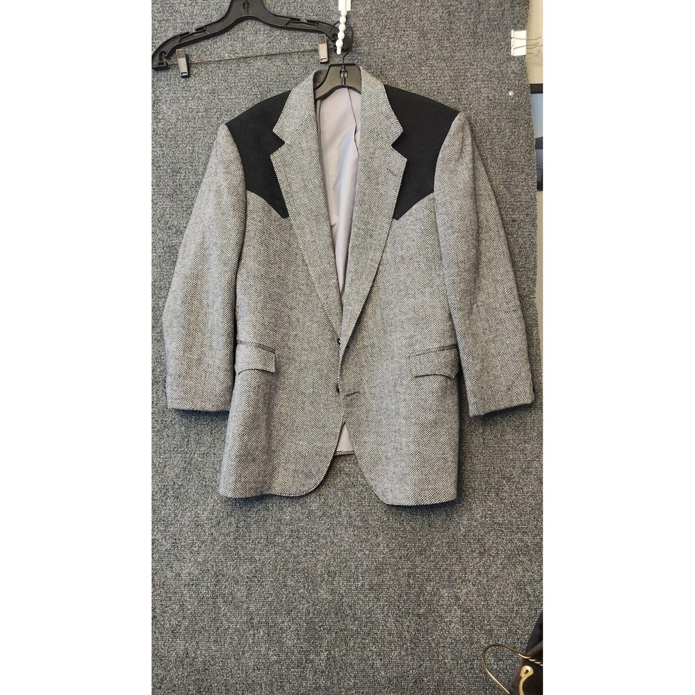 Reed St James Blazer Sport Coat Mens 44 Gray Herringbone Western Jacket USA